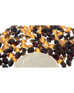 Swarovski 1012 Chaton, Round Rhinestones 18ss Garnet Pointed Back Gold Foiled - 6 Pcs