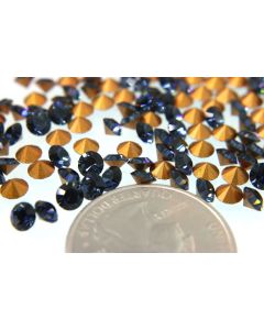 Swarovski 1012 Chaton, Round Rhinestones 18ss Montana Pointed Back Gold Foiled - 6 Pcs