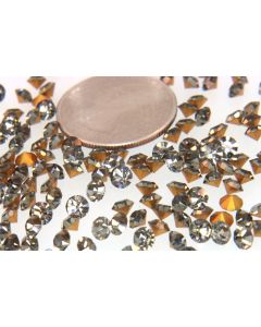Swarovski 1100 Chaton, Round Rhinestones 18ss Black Diamond Pointed Back Gold Foiled - 6 Pcs