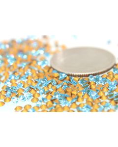 Swarovski 1100 Chaton, Round Rhinestones 19pp Aqua (Old) Pointed Back Gold Foiled - 12 Pcs