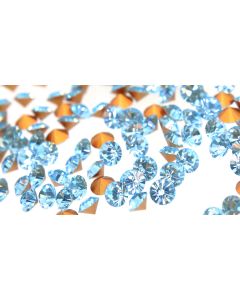 Swarovski 1012 Chaton, Round Rhinestones 19ss Aqua Pointed Back Gold Foiled - 6 Pcs