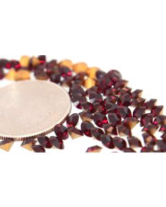 Swarovski 1012 Chaton, Round Rhinestones 19ss Garnet Pointed Back Gold Foiled - 6 Pcs
