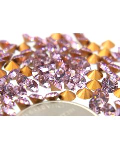 Swarovski 1012 Chaton, Round Rhinestones 19ss Light Amethyst Pointed Back Gold Foiled - 6 Pcs
