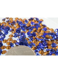 Swarovski 1012 Chaton, Round Rhinestones 19ss Sapphire Pointed Back Gold Foiled - 6 Pcs