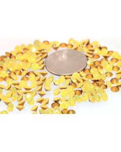 Swarovski 1100 Chaton, Round Rhinestones 19ss Yellow Opal Pointed Back Gold Foiled - 6 Pcs
