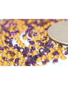 Swarovski 1100 Chaton, Round Rhinestones 20pp Amethyst Pointed Back Gold Foiled - 12 Pcs