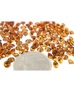 Swarovski 1012 Chaton, Round Rhinestones 20ss Topaz Pointed Back Gold Foiled - 6 Pcs