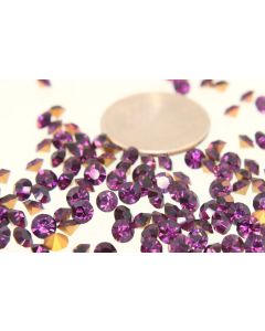 Swarovski 1100 Chaton, Round Rhinestones 20ss Amethyst Pointed Back Gold Foiled - 6 Pcs