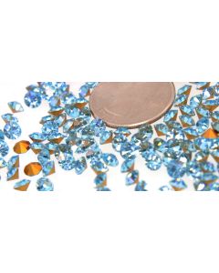 Swarovski 1100 Chaton, Round Rhinestones 20ss Aqua Pointed Back Gold Foiled - 6 Pcs