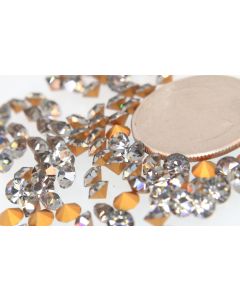 Swarovski 1100 Chaton, Round Rhinestones 20ss Black Diamond Pointed Back Gold Foiled - 6 Pcs