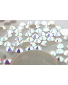 Swarovski 2088 Chaton Rose, Round Rhinestones 20ss Crystal Ab Flatback Silver Foiled - 6 Pcs