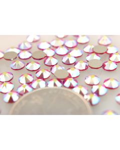 Swarovski 2088 Chaton Rose, Round Rhinestones 20ss Light Siam Ab Flatback Silver Foiled - 6 Pcs