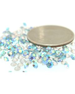 Swarovski 1100 Chaton, Round Rhinestones 22pp Aqua Ab Pointed Back Silver Foiled - 12 Pcs