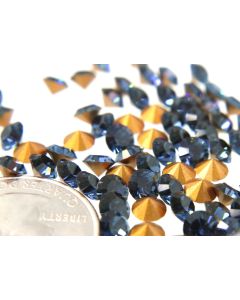 Swarovski 1012 Chaton, Round Rhinestones 22ss Montana Pointed Back Gold Foiled - 6 Pcs
