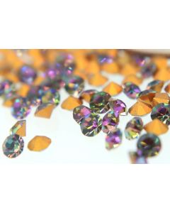Swarovski 1100 Chaton, Round Rhinestones 23pp Vitrail Dark Pointed Back Gold Foiled - 8 Pcs