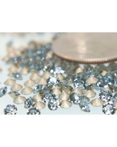 Swarovski 1088 Chaton, Round Rhinestones 24pp Indian Sapphire Pointed Back Silver Foiled - 8 Pcs