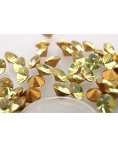 Swarovski 1109/3 Round Rhinestones 24ss Jonquil Pointed Back Gold Foiled - 6 Pcs