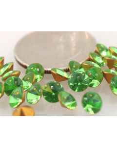 Swarovski 1109/3 Round Rhinestones 24ss Peridot Pointed Back Gold Foiled - 6 Pcs