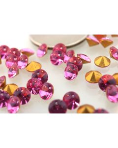 Swarovski 1109/3 Round Rhinestones 24ss Rose Pointed Back Gold Foiled - 6 Pcs