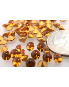 Swarovski 1109/3 Round Rhinestones 24ss Topaz Pointed Back Gold Foiled - 6 Pcs