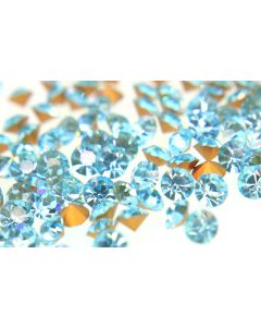 Swarovski 1100 Chaton, Round Rhinestones 25pp Aqua (Old) Pointed Back Gold Foiled - 8 Pcs
