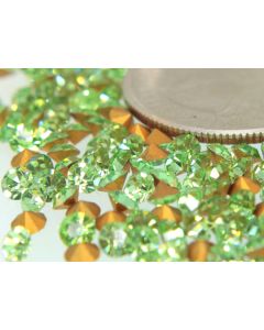 Swarovski 1100 Chaton, Round Rhinestones 25pp Peridot Pointed Back Gold Foiled - 8 Pcs