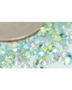 Swarovski 1100 Chaton, Round Rhinestones 25pp Peridot Ab Pointed Back Silver Foiled - 8 Pcs