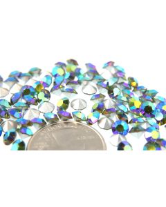 Swarovski 1100 Chaton, Round Rhinestones 25ss Olivine Ab Pointed Back Silver Foiled - 6 Pcs