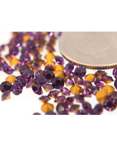 Swarovski 1100 Chaton, Round Rhinestones 26pp Amethyst Pointed Back Gold Foiled - 8 Pcs