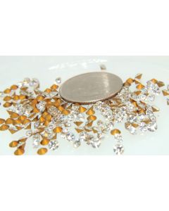 Swarovski 1100 Chaton, Round Rhinestones 26pp Crystal Pointed Back Gold Foiled - 8 Pcs