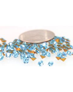 Swarovski 1100 Chaton, Round Rhinestones 27pp Aqua (Old) Pointed Back Gold Foiled - 8 Pcs