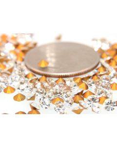 Swarovski 1100 Chaton, Round Rhinestones 27pp Crystal Pointed Back Gold Foiled - 8 Pcs