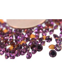Swarovski 1012 Chaton, Round Rhinestones 28pp Amethyst Pointed Back Gold Foiled - 8 Pcs