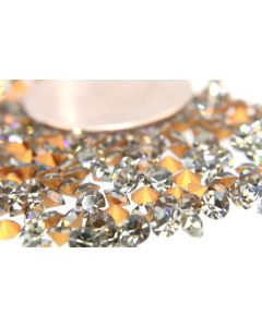 Swarovski 1100 Chaton, Round Rhinestones 28pp Black Diamond Pointed Back Gold Foiled - 8 Pcs