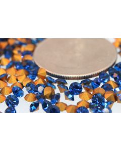Swarovski 1100 Chaton, Round Rhinestones 28pp Capri Pointed Back Gold Foiled - 8 Pcs