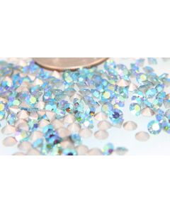 Swarovski 1100 Chaton, Round Rhinestones 29pp Aqua Ab Pointed Back Silver Foiled - 8 Pcs