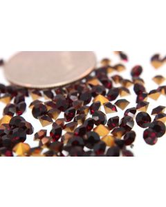 Swarovski 1100 Chaton, Round Rhinestones 29pp Garnet Pointed Back Gold Foiled - 8 Pcs