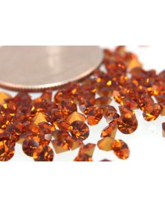 Swarovski 1100 Chaton, Round Rhinestones 29pp Madeira Topaz Pointed Back Gold Foiled - 8 Pcs