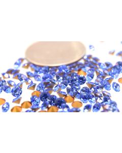 Swarovski 1100 Chaton, Round Rhinestones 29pp Sapphire Pointed Back Gold Foiled - 8 Pcs