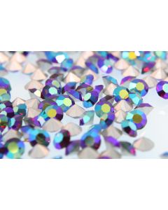 Swarovski 1100 Chaton, Round Rhinestones 29pp Siam Ab Pointed Back Silver Foiled - 8 Pcs
