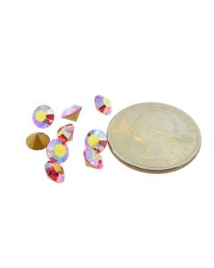 Swarovski 1012 Chaton, Round Rhinestones 29ss Hyacinth Ab Pointed Back Silver Foiled - 4 Pcs