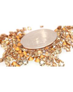 Swarovski 1012 Chaton, Round Rhinestones 30pp Light Colorado Topaz Pointed Back Gold Foiled - 8 Pcs