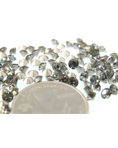 Swarovski 1028 Chaton, Round Rhinestones 30pp Black Diamond Pointed Back Silver Foiled - 8 Pcs