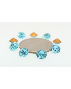 Swarovski 1200 Dentelle, Round Rhinestones 30ss Aqua (Old) Pointed Back Gold Foiled - 4 Pcs