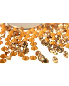 Swarovski 1012 Chaton, Round Rhinestones 31pp Light Colorado Topaz Pointed Back Gold Foiled - 8 Pcs