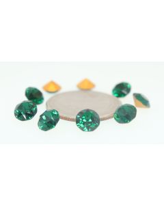 Swarovski 1200 Dentelle, Round Rhinestones 33ss Emerald Pointed Back Gold Foiled - 2 Pcs