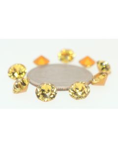Swarovski 1200 Dentelle, Round Rhinestones 33ss Light Topaz Pointed Back Gold Foiled - 2 Pcs
