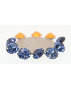 Swarovski 1200 Dentelle, Round Rhinestones 33ss Montana Pointed Back Gold Foiled - 2 Pcs