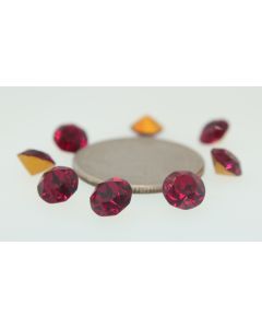 Swarovski 1200 Dentelle, Round Rhinestones 33ss Ruby Pointed Back Gold Foiled - 2 Pcs