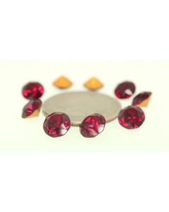 Swarovski 1200 Dentelle, Round Rhinestones 36ss Siam Pointed Back Gold Foiled - 2 Pcs